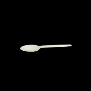 White plastic spoon 6.5 inch length for disposable dining and catering